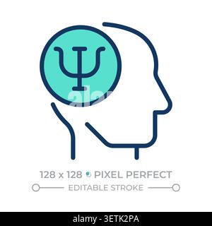 Psychology pixel perfect line color icon Stock Vector