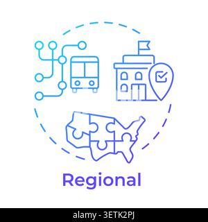 Regional blue gradient concept icon Stock Vector