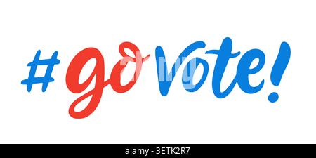 Go Vote 2026 lettering with check mark election Stock Vector