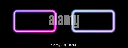 Glowing neon frame with glowing pink and purple light effects, futuristic portal gateway, vibrant and LED illumination border, abstract vector frame Stock Vector