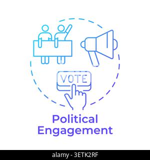 Political engagement blue gradient concept icon Stock Vector