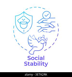 Social stability blue gradient concept icon Stock Vector