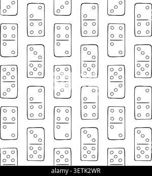 Vector seamless pattern of hand drawn doodle sketch dominoes isolated on white background Stock Vector
