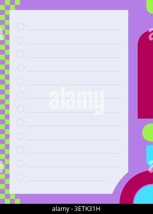 Retro circle bullet list colorful planner page template Stock Vector