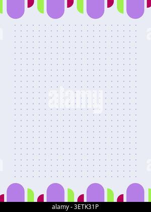 Retro fine dot grid bujo colorful planner page template Stock Vector
