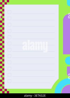 Retro square checkbox to do list colorful planner page template Stock Vector