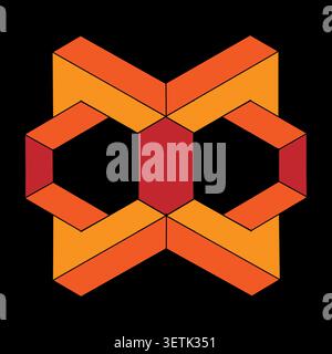 Impossible illusion artwork. Isometric paradox structure. Mathematical vector graphics. Futuristic geometric ornament. Stock Vector