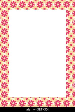 Retro floral frame vector illustration featuring repeating flower motifs. Stock Vector