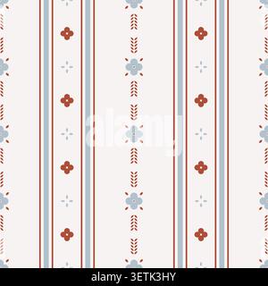 Scandi Folk Stripe seamless pattern repeat Stock Vector