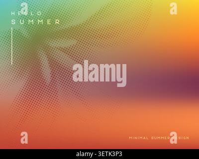 Vector summer gradient background with tropical leaves. Stock Vector