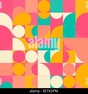 Abstract geometric arc tiles pattern with marketable vector styling for backgrounds, posters, and design templates. Stock Vector