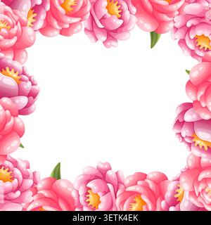Vector square frame of peonies Stock Vector
