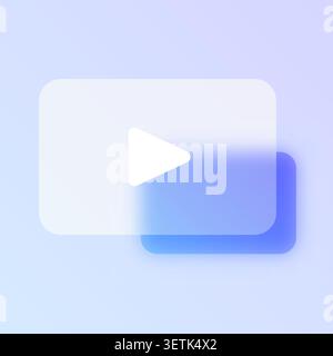 Video play button glassmorphism icon. Stock Vector