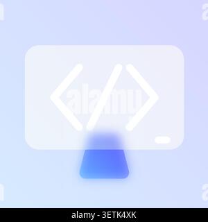 Code developer glassmorphism icon. Stock Vector