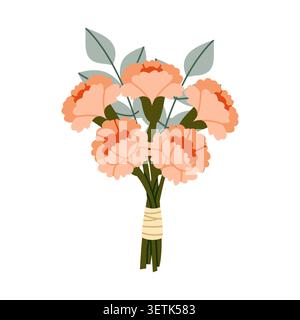Autumn Carnation Bouquet Vector Flat Flower Bundle Stock Vector