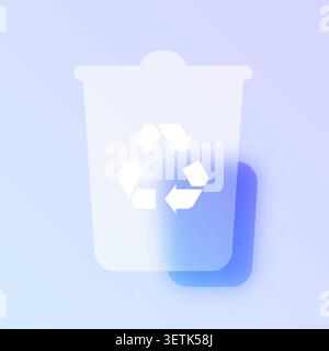 Trash recycle bin glassmorphism icon. Stock Vector