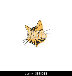 Hand drawn vector abstract graphic line collection with doodle cute funny cartoon cats characters.Vector illustration of funny cartoon adorable cat in Stock Vector