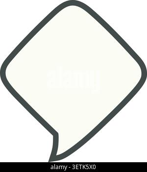 Flat illustration of a pale diamond shaped speech bubble with rounded corners a dark outline and a pointed tail Stock Vector