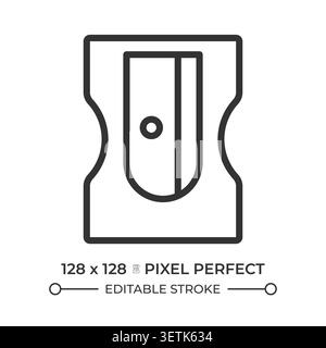 Pencil sharpener pixel perfect line icon Stock Vector