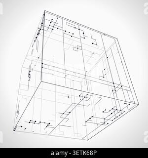 Decorative wire cube illustration for digital advertising, creative layouts, and modern visual branding. Stock Vector