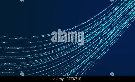 Abstract Technology Background with Digital Data Flow Network and Futuristic Light Connections Stock Vector