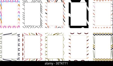 Abstract Pattern Frame Collection Decorative Border Vector Illustration Set Stock Vector