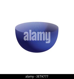 Minimalist blue striped bowl isolated on transparent Stock Vector
