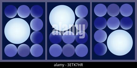 Abstract Poster with Circle Pattern and One Luminous Orb, Smooth Gradient Geometric Composition Stock Vector
