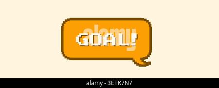 Pixel speech bubble goal. 8 bit box style for game message. Vector speech bubble or think dialog Stock Vector