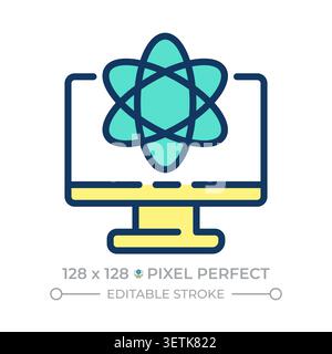 Computer science pixel perfect line color icon Stock Vector