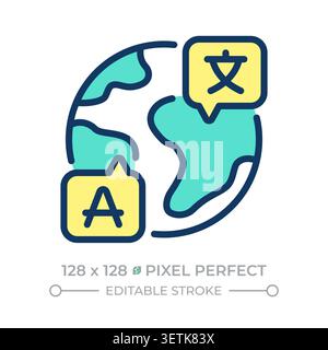 Language learning pixel perfect line color icon Stock Vector