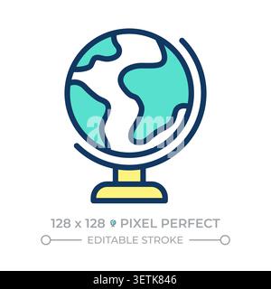 Earth globe pixel perfect line color icon Stock Vector