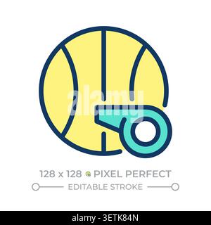 Ball and whistle pixel perfect line color icon Stock Vector