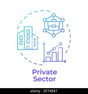 Private sector blue gradient concept icon Stock Vector