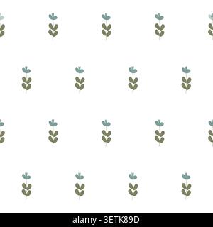 vector seamless botanical pattern with flowers in pastel color  Stock Vector