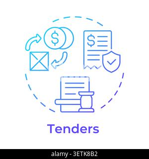 Tenders blue gradient concept icon Stock Vector