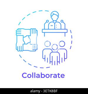 Collaborate blue gradient concept icon Stock Vector