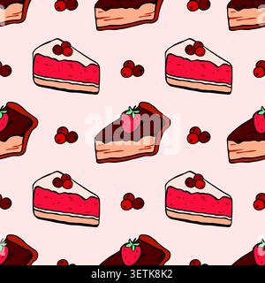 Seamless pattern of berry pie slices Stock Vector