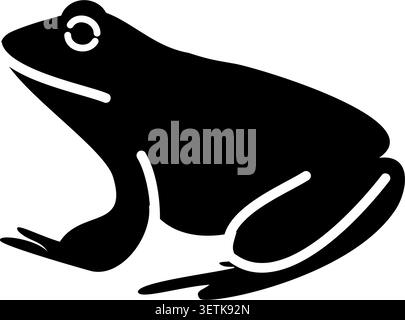Minimalist Black Frog Glyph Icon. Simple Amphibian Silhouette Vector Illustration Stock Vector
