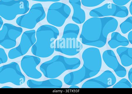 pool water texture seamless pattern, repeating blue water surface with ripples and light reflections, abstract aquatic background for summer design - Stock Vector