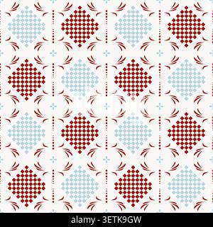 Flourish Diamond Folk seamless pattern repeat Stock Vector