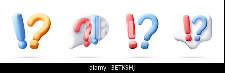 Collection of 3D exclamation and question mark Stock Vector