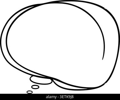 Flat illustration of a blank white speech bubble with a hand drawn double black outline and small tail loops Stock Vector