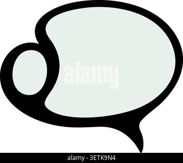 Flat illustration of an abstract gray speech bubble with a bold dark outline and a small circular shape attached on the left side Stock Vector