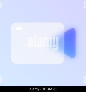 Camera video call glassmorphism icon. Stock Vector