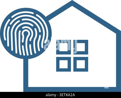 Modern smart home security logo with fingerprint authentication and WIFI network icon Stock Vector