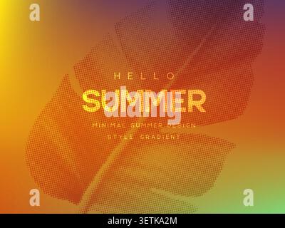 Vector summer gradient background with tropical leaves. Stock Vector