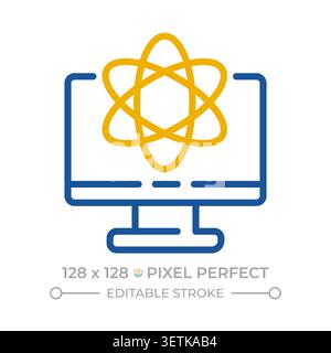 Computer science pixel perfect two color line icon Stock Vector