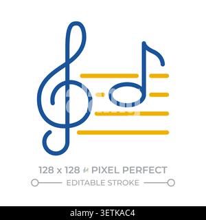 Musical notes pixel perfect two color line icon Stock Vector