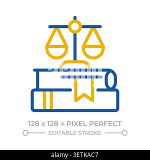 Law school pixel perfect two color line icon Stock Vector
